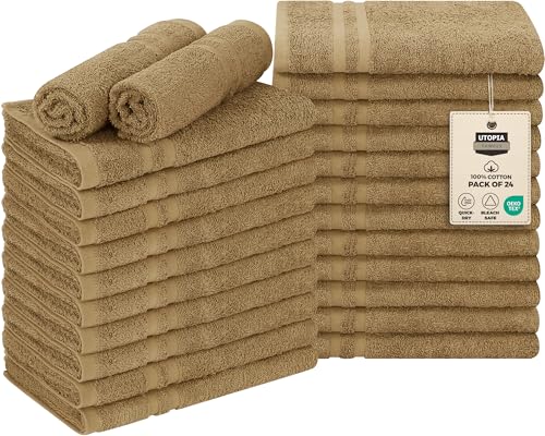 Utopia Towels Bleach Proof Salon Towels, Pack of 24, 16x27 in, Camel - color: Camel, size: 24 Pack