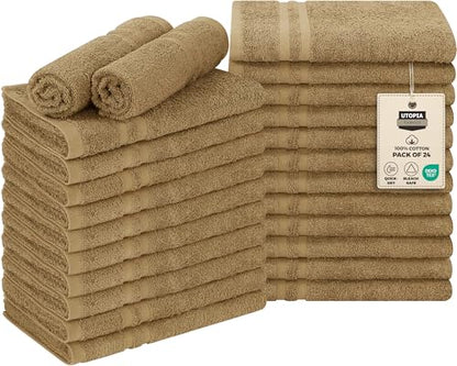 Utopia Towels Bleach Proof Salon Towels, Pack of 24, 16x27 in, Camel - color: Camel, size: 24 Pack