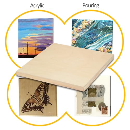 2 Pack 30x30'' Unfinished Gallery Birch Wood Canvas Panels | 1 1/2’’ Deep Wood Canvas, Cradle Boards for Painting, Acrylic Pouring, Art, Crafts, Epoxy Resin, Laser Engraving Cutting - size: 30*30 2 Pack