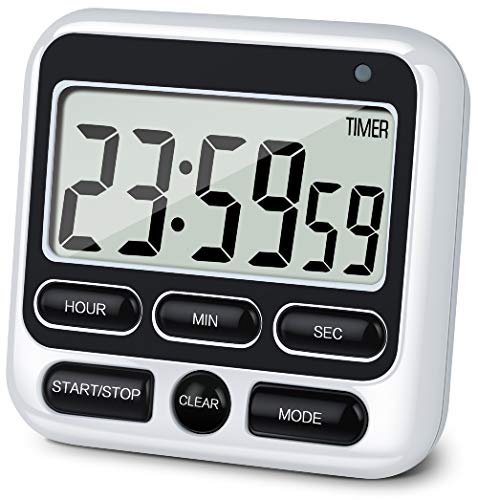 4-in-1 Digital Timer with Count Up/Down, Clock & Alarm, Ring & Silent Modes - color: Black