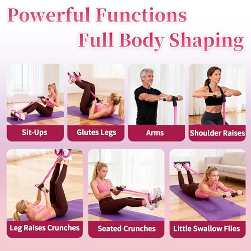 Multifunction Tension Rope, 6-Tube Elastic Yoga Pedal Puller Resistance Band, Natural Latex Tension Rope Fitness Equipment, for Abdomen/Waist/Arm/Leg Stretching Slimming Training - color: Pink