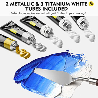 Magicfly Oil Paint, 40pcs (18ml/0.6oz) Oil Paint Set, Oil Paints on Canvas | Professional Oil Painting, Non-toxic, Creamy Texture, Rich Pigments, Easy to Blend, Suit for Artists/Students/Beginners/Kids - size: 40 Colors x 18ml(0.6oz)