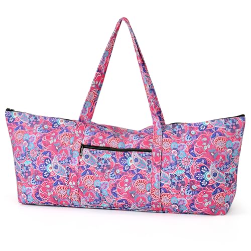 Boulder Bee | Yoga Mat Bag | Large Yoga Mat Carrier with Wet Pocket | Yoga Gifts | Gym Tote Bag for Women - color: Tote-Bright Pink