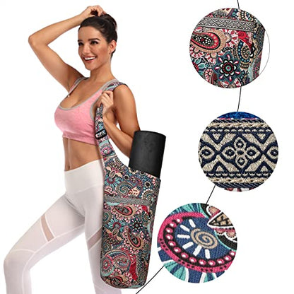 IwIeIaIrI Yoga Mat Bag Cylinder for Women with Large Zipper Pocket - color: Pink