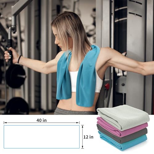 YESLIFE 4-Pack Cooling Towels (40"x 12"), Cooling Neck Wraps, Ice Towel - color: Blue, Grey, Purple, Black