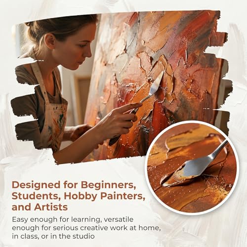 Palette Knife7pcs, Stainless Steel Painting Knives with Wooden Handles | for Acrylic Oil & Gouache Painting, Mixing, Spreading, Scraping & Texture Art Tools for Beginners and Artists - color: Brown-7pcs