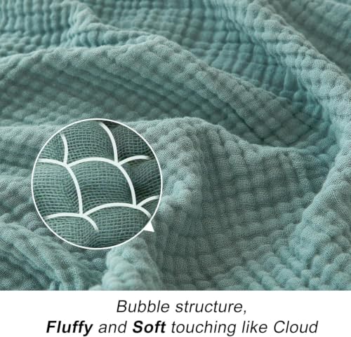 EMME Muslin Throw Blanket for Adults 100% Cotton Blankets for Couch 4-Layer Summer Breathable Gauze All Season Soft and Lightweight Pre-Washed (Teal, 50"x71") - color: 01 - Teal, size: Throw XL (50" x 71")
