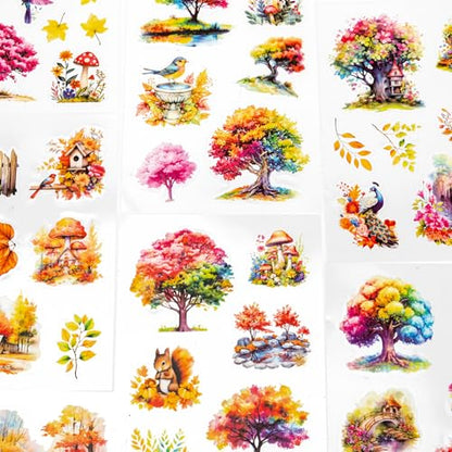 Autumn Filled The Garden Sticker Scrapbooking Supplies for Junk Journal, 20 Sheets PET Stickers - Vintage Journaling Stickers, Ephemera Sticker Book Pre Cut(TZ-009-003) - style: Autumn Filled The Garden