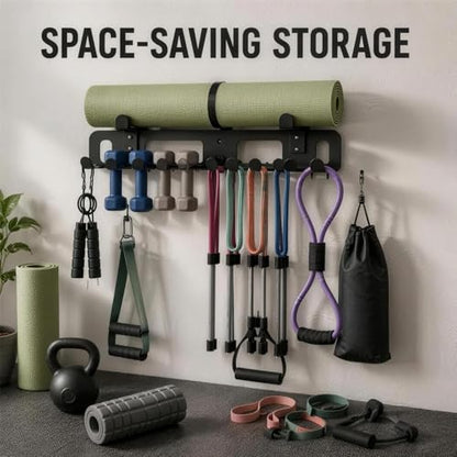 Wall Mount Yoga Mat Holder, Home Gym Storage Rack for Workout Equipment, Gym Organization Accessories