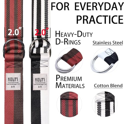 Yoga Exercise Adjustable Straps 8FT with Durable D-Ring for Pilates & Gym Workouts | Hold Poses, Stretch, Improve Flexibility & Maintain Balance - color: Mixed color A