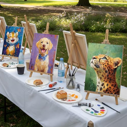 Cholemy 36 Pcs Paint and Sip Kit Gift for Adults 8''x10'',Animal | Pre Drawn Canvas, Painting DIY Afro Acrylic Painting Kit, Wood Easel Brushes, Date Night Bulk, Summer Halloween Party - style: Animals