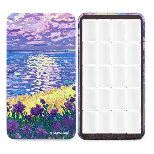 20Pcs Full Pans Watercolor Tin Palette Paint Case with Magnetic Stripe | Metal Art Paint Mixing Tray,3ml Empty Full Pans,Portable Empty Paint Box for DIY Watercolor Oils Acrylics Drawing Sea Bloom - color: Sea Bloom