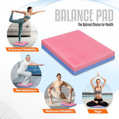 Yes4All Exercise Balance Pad, Non-Slip Foam Kneeling Pad - color: Rose quartz/Serenity - L - (15,5" x 13,5" x 2,4"), size: Large