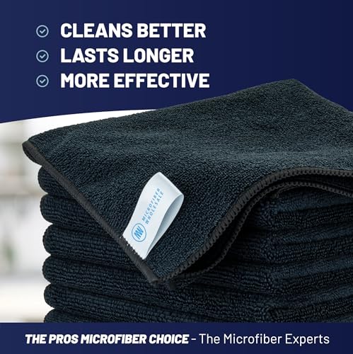 Microfiber Wholesale Cleaning Cloths (48 Pack) | Size 12" x 12"| All Purpose Microfiber Towels - Clean, Dust, Polish, Scrub, Absorbent (Black) - color: Black, size: 48 Count (Pack of 1)