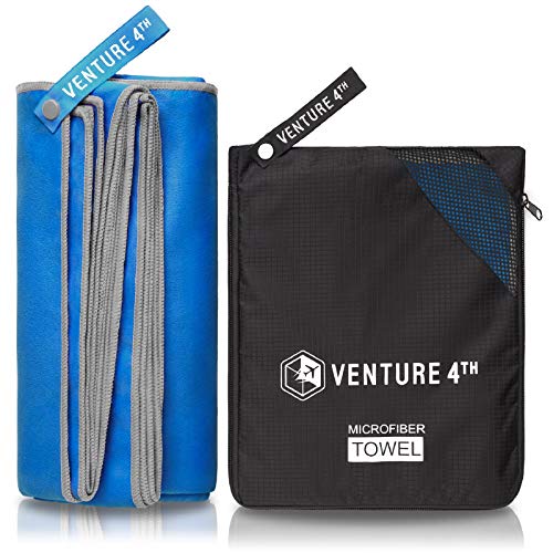 VENTURE 4TH Quick Dry Travel Towel, Ultra Soft Microfiber - 3 Sizes | Odor-resistant, absorbs 7x more than cotton. Fast-drying, skin-friendly microfiber. Includes tear-resistant carry bag. - color: Navy Gray, size: 72.00" x 31.50"