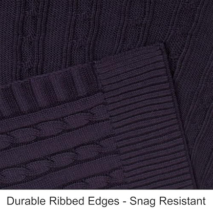 NTBAY Cotton Cable Knit Throw Blanket, 51 x 67, Eggplant Purple - color: Eggplant Purple, size: Throw(51"x67")