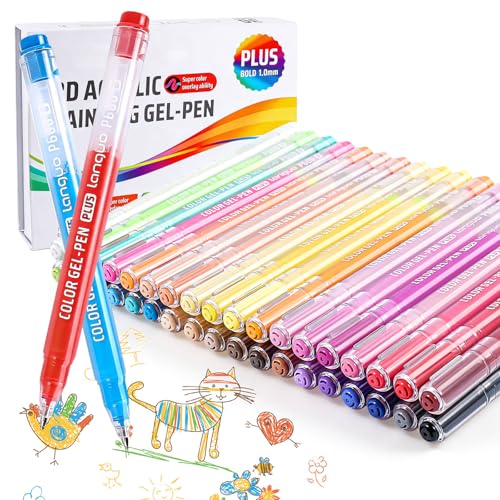 Acrylic Gel Pens, 36 Colors 3D Colored Acrylic Paint Pens Markers with 1.0mm Bullet Tip for Coloring Books, Colored Gel Journal Pen for Rock Painting, Fabric, Wood, Wood, Black Paper, Art Supplies - color: 36 Colors 3D
