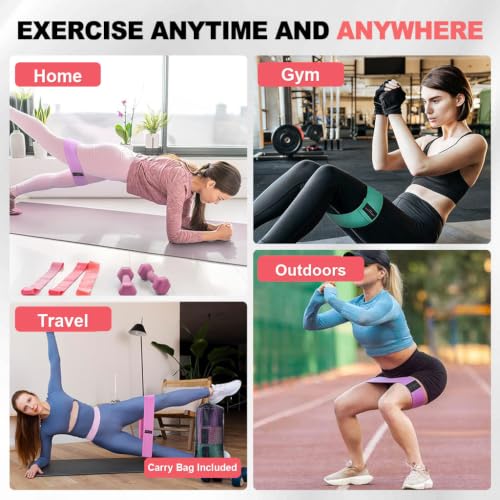 Fabric Resistance Bands Set with Stretching Strap, 3 Levels