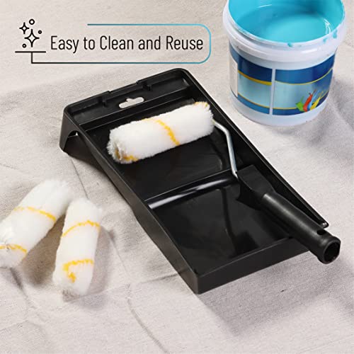 Bates- Paint Tray Set, Paint Roller Kit, 6 pcs, 4 Inch Roller Set, Small Paint Roller Brush for House Painting Supplies - style: Microfiber 4", 6 pcs