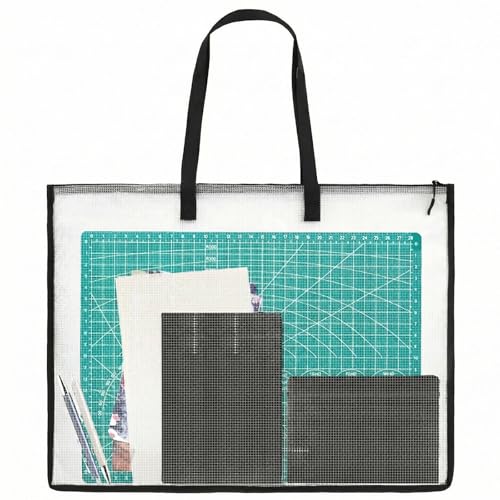 Andibro 19 x 25 Inch Art Portfolio Case, Clear PVC Art Portfolio Bag Portfolio Folder for Artwork with Handle Zipper for Artwork Posters Scrapbooks Keepsake Supplies