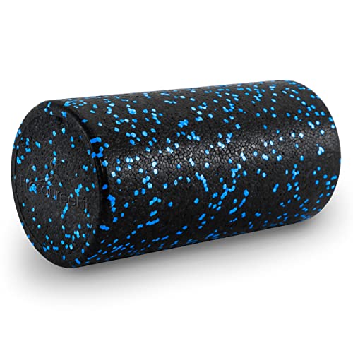 ProsourceFit High Density Foam Rollers 12 - inches long, Firm Full Body Athletic Massage Tool for Back Stretching, Yoga, Pilates, Post Workout Muscle Recuperation, Black/Blue - color: Black/Blue, size: 12"H x 6"D