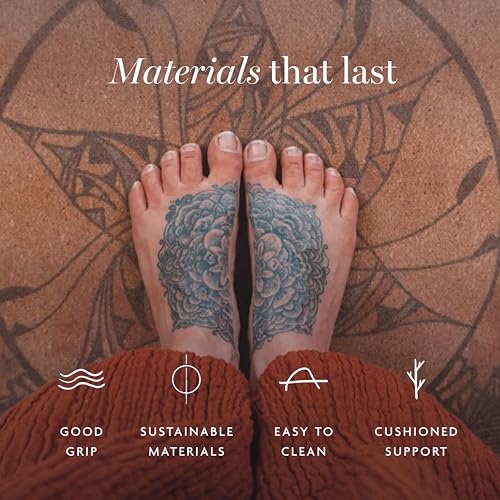 Shakti Warrior Cork Yoga Mat, Non Slip, 72 x 24 Inch, 3mm Thick | Artist-designed premium eco-friendly cork yoga mat with a non-slip, non-toxic surface for regular yoga, hot yoga and Pilates. - color: Dreamcatcher