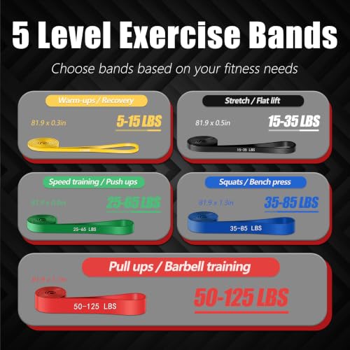 Resistance Bands with Door Anchor, Pull Up Assistance Bands for Working Out - color: 5PCS-Colorful