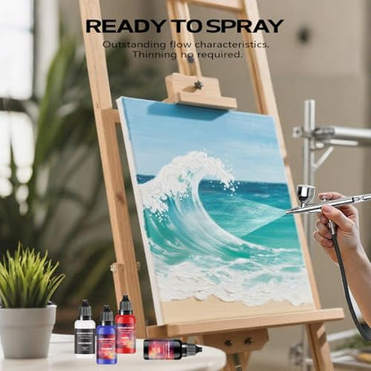 Airbrush Paint - 12 Colors Airbrush Paint Set with 2 Tinner, Plastic & Wood Acrylic Air brush Paint Kit Ready to Spray, Water-Based for Artists Beginners Hobbyist, 0.67 Fl Oz/20ml - color: 12 colors+2 thinner