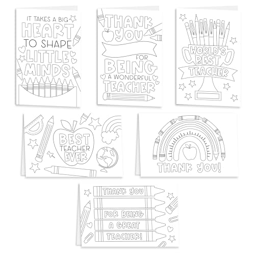 24 Teacher Thank You Cards with Envelopes Teacher Appreciation Cards Bulk - style: Black & White