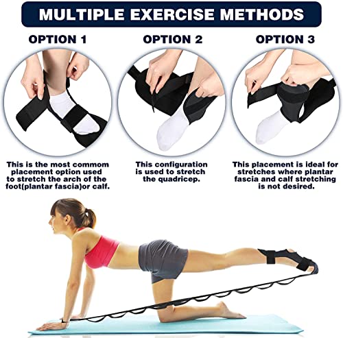 Foot and Calf Stretcher for Plantar Fasciitis, Leg Stretch Band，Improve Leg Stretching，Premium Physiotherapy Stretching Strap Improves Strength and Relief to Heel Spurs, Calf, Thigh and Hip - color: Black
