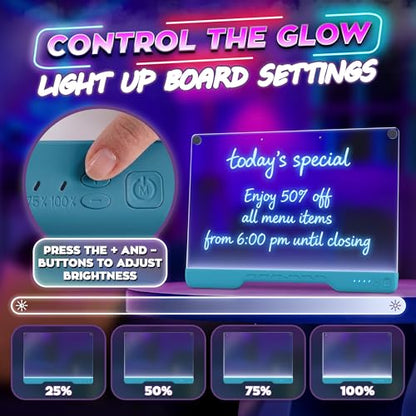 Upgraded 16-Inch LED Drawing Board Rechargeable – 7 Colors, 10 Lighting Effects, Adjustable Brightness – Acrylic Light Board for Tracing with Stand, Markers & Complete Set – Birthday Gift Idea (Blue) - style: Blue