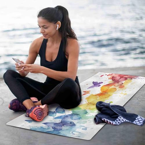 Dragonfly Painting Yoga Mat Non-Slip Fitness Mat for Pilates, Workout & Home Gym, 71x26 Inch Yoga Mats for Enhanced Yoga Practice - color: A02