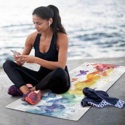 Dragonfly Painting Yoga Mat Non-Slip Fitness Mat for Pilates, Workout & Home Gym, 71x26 Inch Yoga Mats for Enhanced Yoga Practice - color: A02