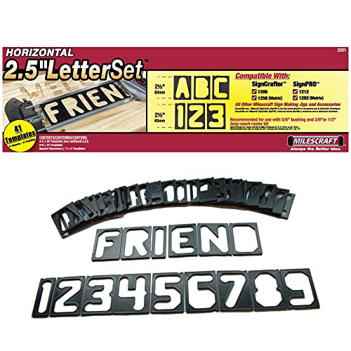 Milescraft 2201 Horizontal Character Template Set 2.5in (41 piece) Router Template set for Sign Making - size: 2.5"