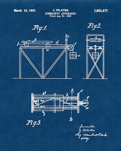 STARS BY NATURE Classic Pilates Machines Patent Prints - color: Blue