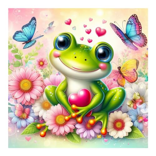 SJUTOUCI Frog Diamond Art Kit for Adults, Frog Diamond Painting | Animal Gem Art, Bead Art, Diamond Dots Craft, Round Full Drill, Home Decor, DIY Gift, 12x12 inch - color: Frog 2