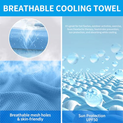 Puomue 5 Pack Cooling Towels, 40 Inches x 12 Inches, Breathable Soft Chilly Microfiber Towel for Yoga, Sport, Running, Workout, Gym, Camping and Fitness, Blue - color: Blue1