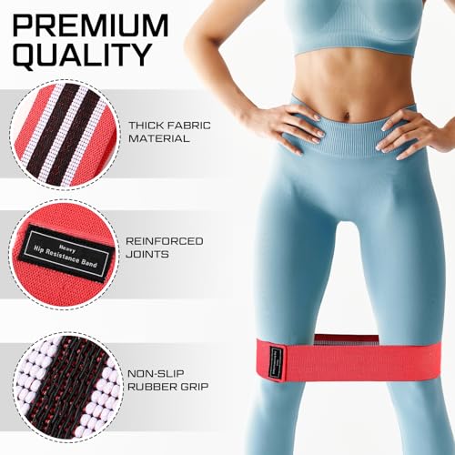 12 Pcs Fabric Resistance Bands for Working Out Non-Slip Booty Exercise Loop Bands for Women Men Glutes Hip Thigh Butt Yoga Pilates Fitness Gym, Light Medium Heavy - color: Red, style: Heavy Resistance