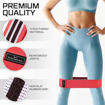 12 Pcs Fabric Resistance Bands for Working Out Non-Slip Booty Exercise Loop Bands for Women Men Glutes Hip Thigh Butt Yoga Pilates Fitness Gym, Light Medium Heavy - color: Red, style: Heavy Resistance