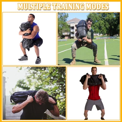 Taeku Fitness Sandbag with Handles, Adjustable Weight Training Bag | 1000D Oxford Fabric, Six Handles, Three Filler Bags, Adjustable Weight, Waterproof, Home Gym & MMA - color: Black