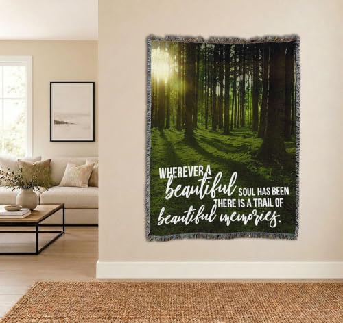 Pure Country Weavers Wherever A Beautiful Soul Has Been There is A Trail of Beautiful Memories Blanket - Sympathy Bereavement Gift Tapestry Throw Woven from Cotton - Made in the USA (72x54) - color: Beautiful Soul, size: 72" x 54"
