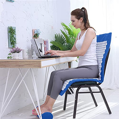 XiaoMaGe 47" Acupressure Mat and Pillow Set with Carry Bag (Blue) - color: Blue-large