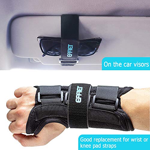3 Packs Elastic Hook and Loop Cinch Straps for Car Visor Glasses Holder, EFFIET Adjustable Storage Strap Extension Cord Wrap Magic Securing Organizer for Camping Gear, Yoga Mat, Knee Pad Strap