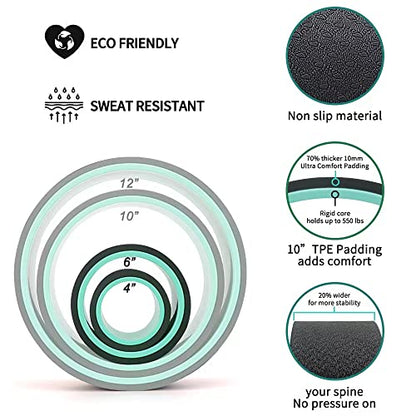 Yoga Wheel Set of 2, Upgraded 10MM Back Wheels for Pain Relief & Stretching - style: Set of 2