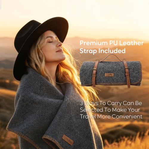 Molithe 100% Wool Blanket, 62" x 86", Warm, Thick, Military, Camping Gear - color: Smoky Gray, size: Large