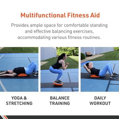 Body Sport Rocker Board for Balance Training, Ankle Rehab and Physical Therapy | Non-Skid Wobble Board for Standing Desk and Home Gym | 14 In. | 400 lb. Capacity