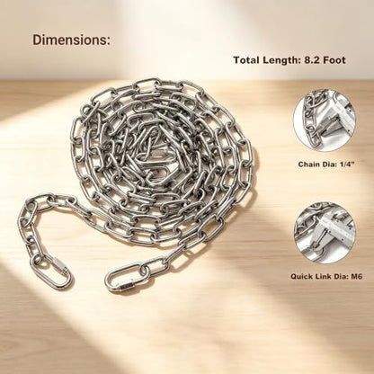 2PCS 304 Stainless Steel Porch Swing Chain Kit, 98" Length - size: 98 in x 2pc