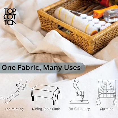 9x12ft Recycled Cotton All Purpose Canvas Tarp Cover Painter Drop Cloth-4Pk | Top Cotton Reusable Paint Drop Cloth,Canvas Tarp Cover for Painter, Furniture, Floor Protection, Painters Dropcloth - size: Pack of 4 - 9*12 Ft