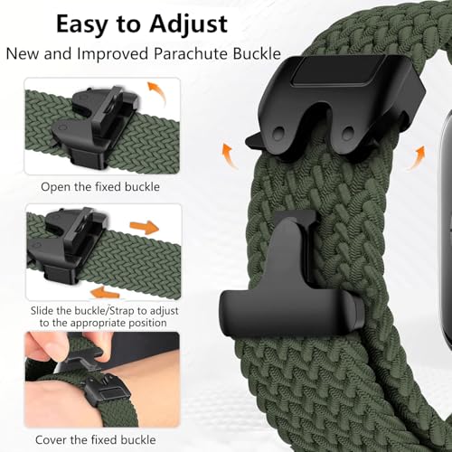 Nylon Braided band Compatible with Samsung Galaxy Watch 8 40mm 44mm, Elastic Band for Galaxy Watch 8 Classic 46mm - color: Dark Olive Green