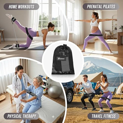 WOQQW Ankle Resistance Bands with Cuffs & Booty Bands Set for Legs & Glutes - color: Black